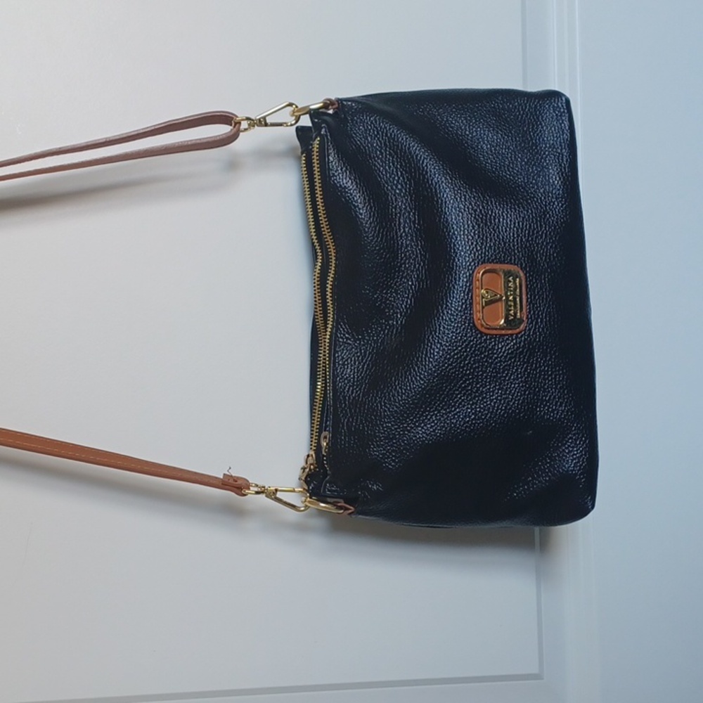 Valentina Black Pebbled Leather Crossbody Bag - Picture 3 of 12